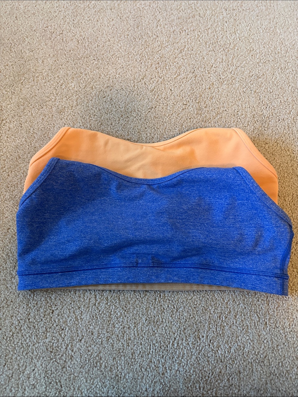 Lulu Lemon Flow Y Sports Bras, set of 2 (Blue and Peach)